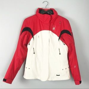 Women’s Spyder ski jacket red & white size 8